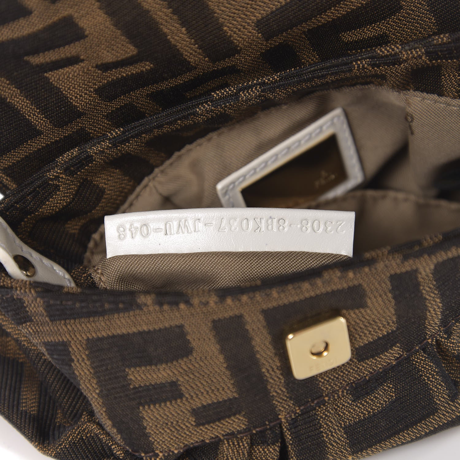 Fendi Zucca Cuoio Lucido Mini Chef Shoulder Bag Tobacco White 6 of 9