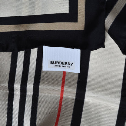 Burberry Silk Monogram Icon Check Print Scarf Archive Beige 5 of 5