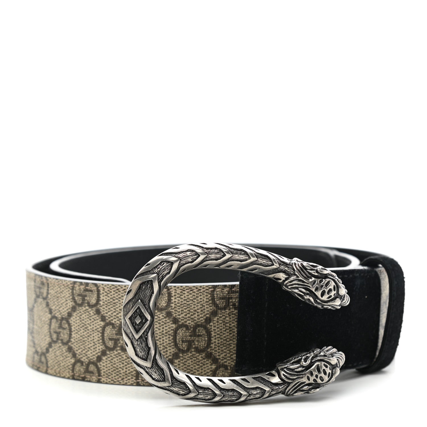 Gucci GG Supreme Monogram Suede Dionysus 40mm Belt 70 28 Beige Black 1 of 7
