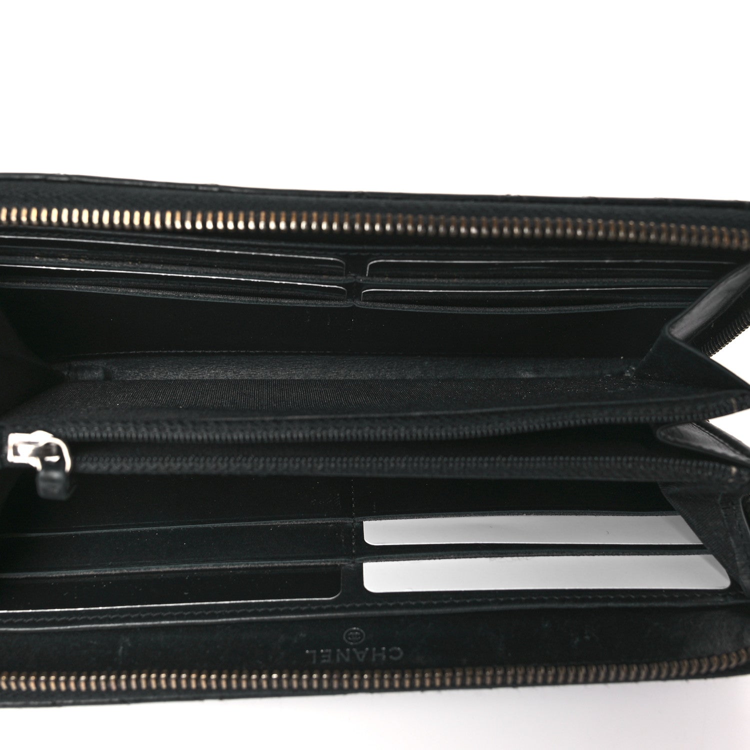 Chanel Glazed Calfskin Quilted Small Coco Boy Zip Around Wallet Black Black 5 of 8