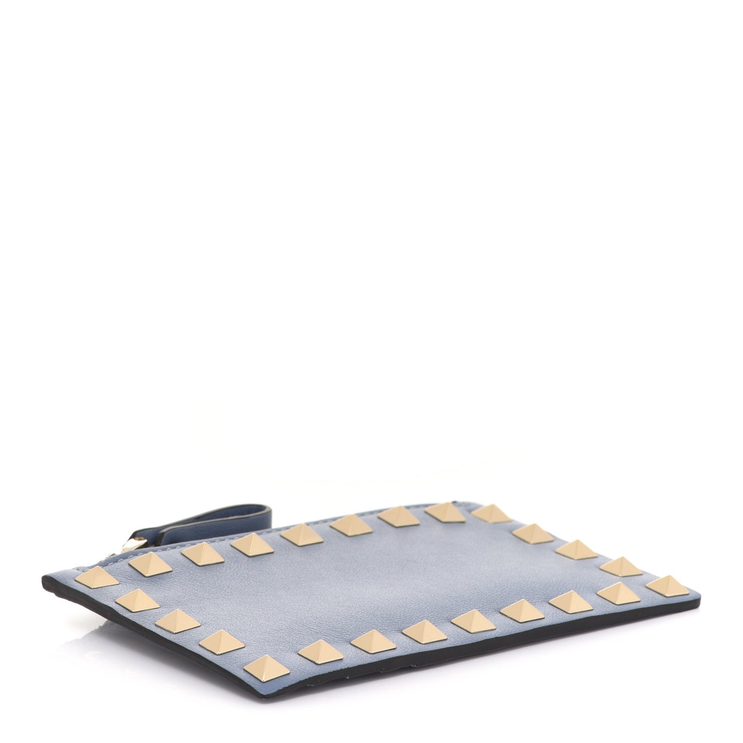 Calfskin Rockstud Coin Case Card Holder Blue