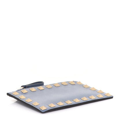 Valentino Garavani Calfskin Rockstud Coin Case Card Holder Blue 4 of 7