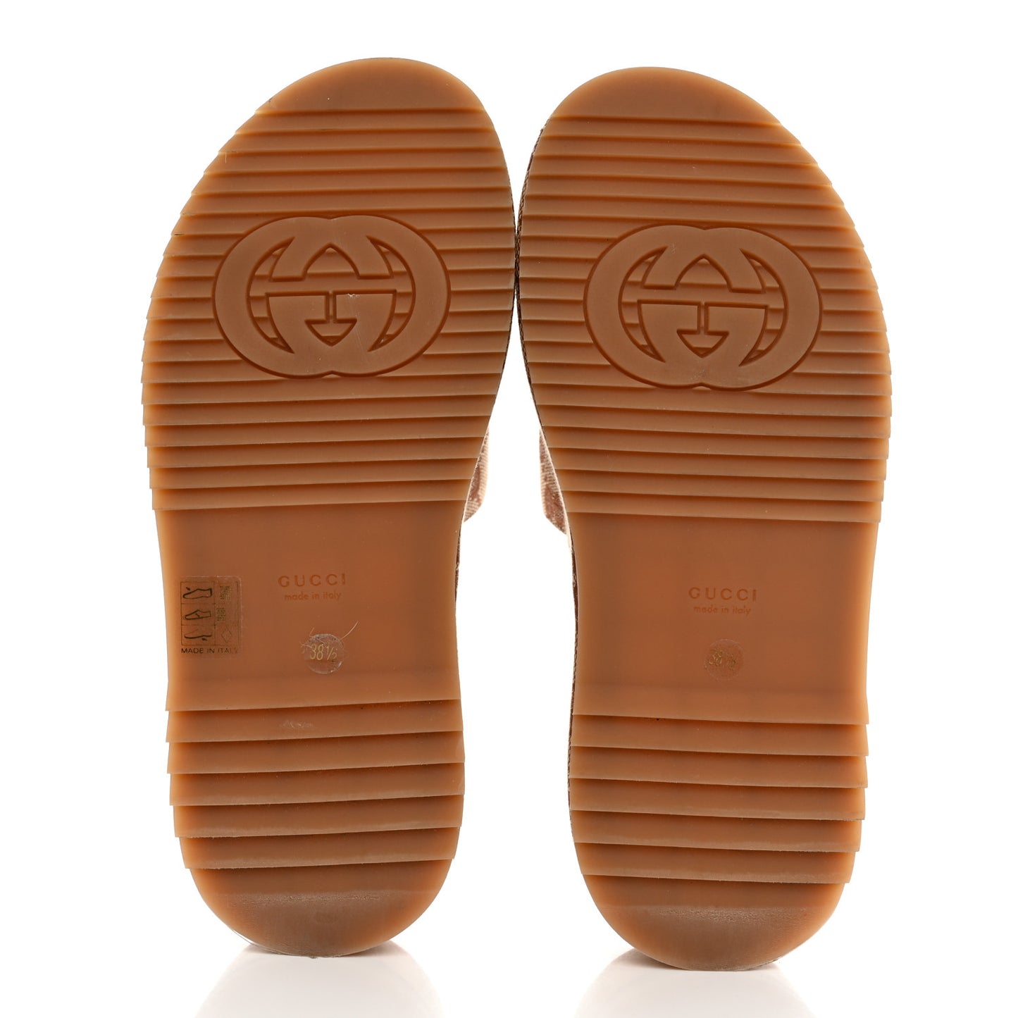Canvas GG Monogram Angelina Platform Slide Sandals 38.5 Beige Ruggine