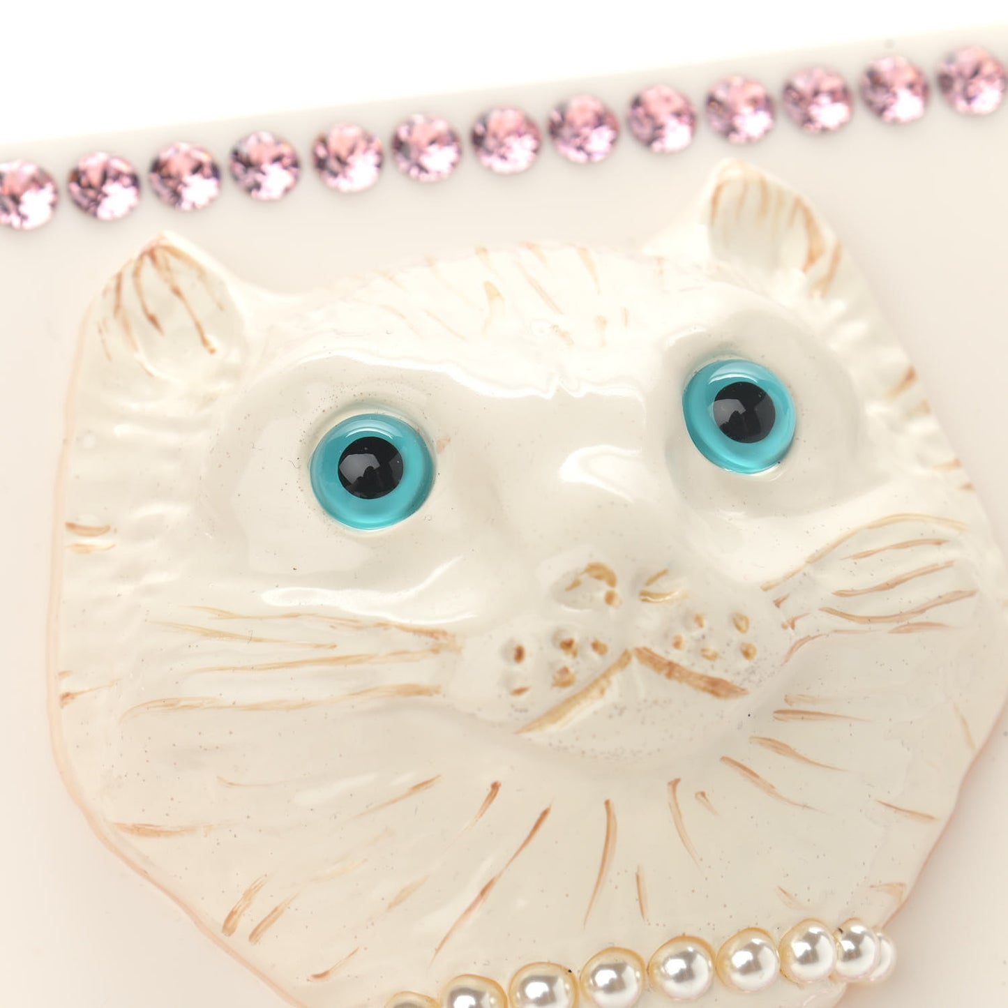 Plexiglass Crystal Cat Face Box Clutch White