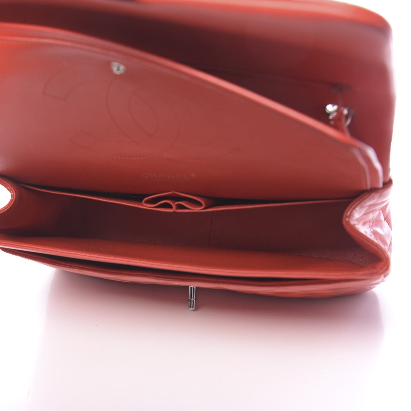 Patent Quilted Jumbo Double Flap Red
