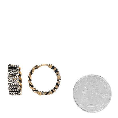 Christian Dior Crystal J'Adior Hoop Earrings Aged Gold 3 of 5