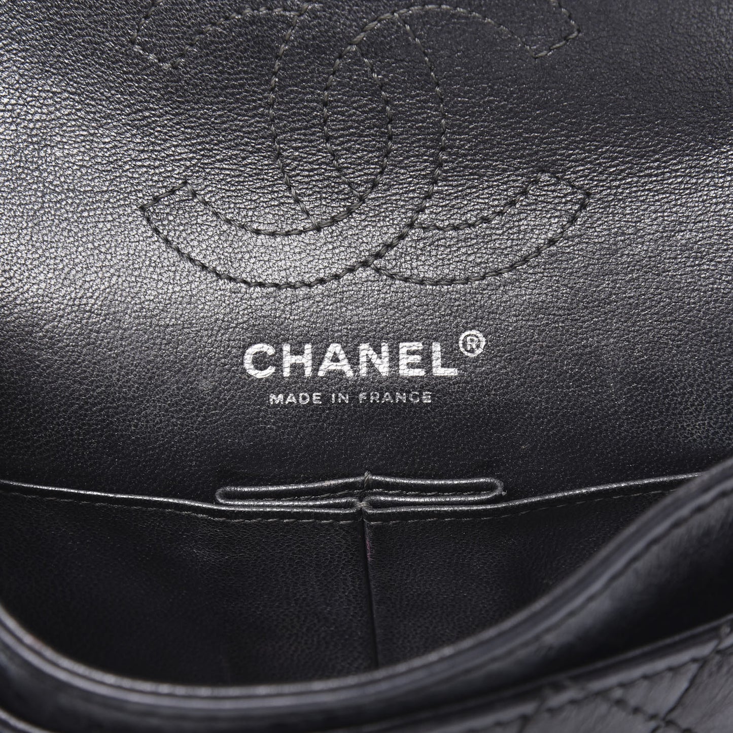 Iridescent Calfskin Quilted 2.55 Reissue 224 Flap Black