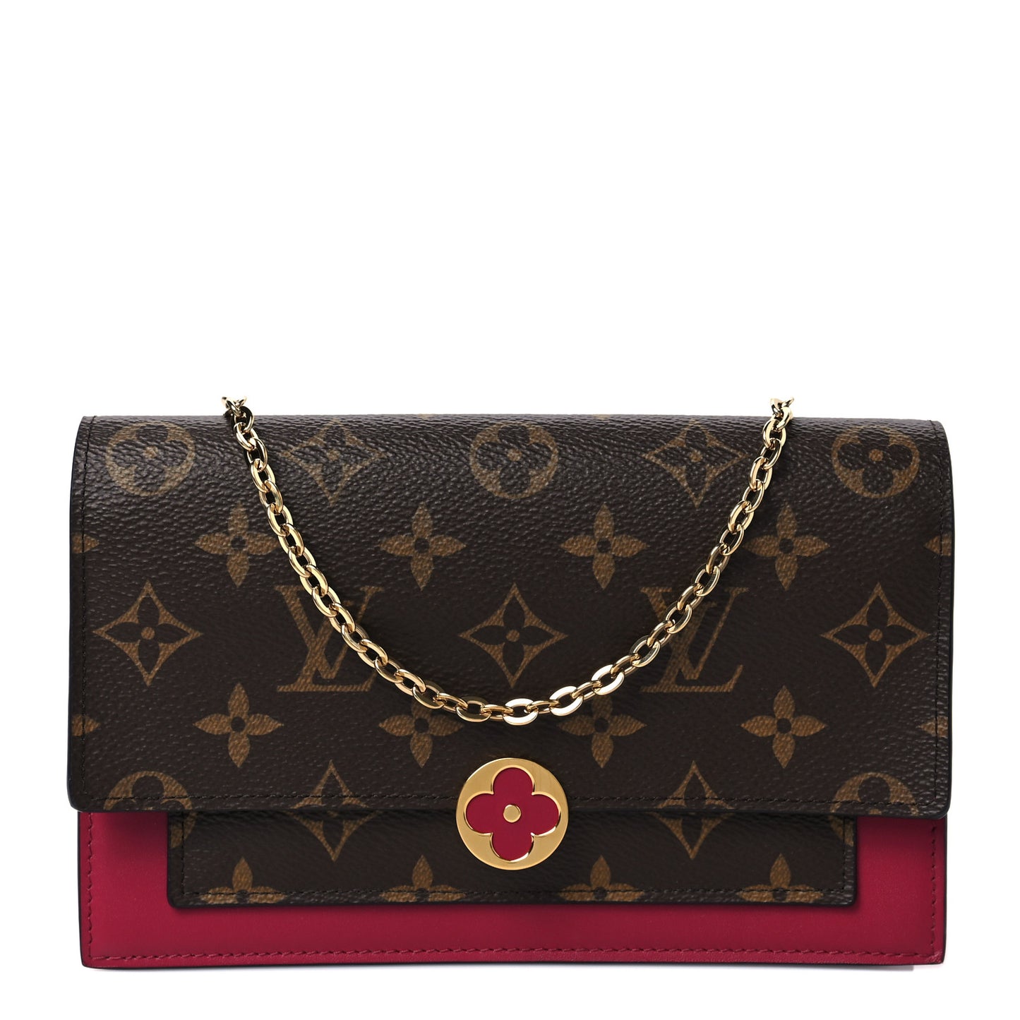 Monogram Flore Chain Wallet Fuchsia