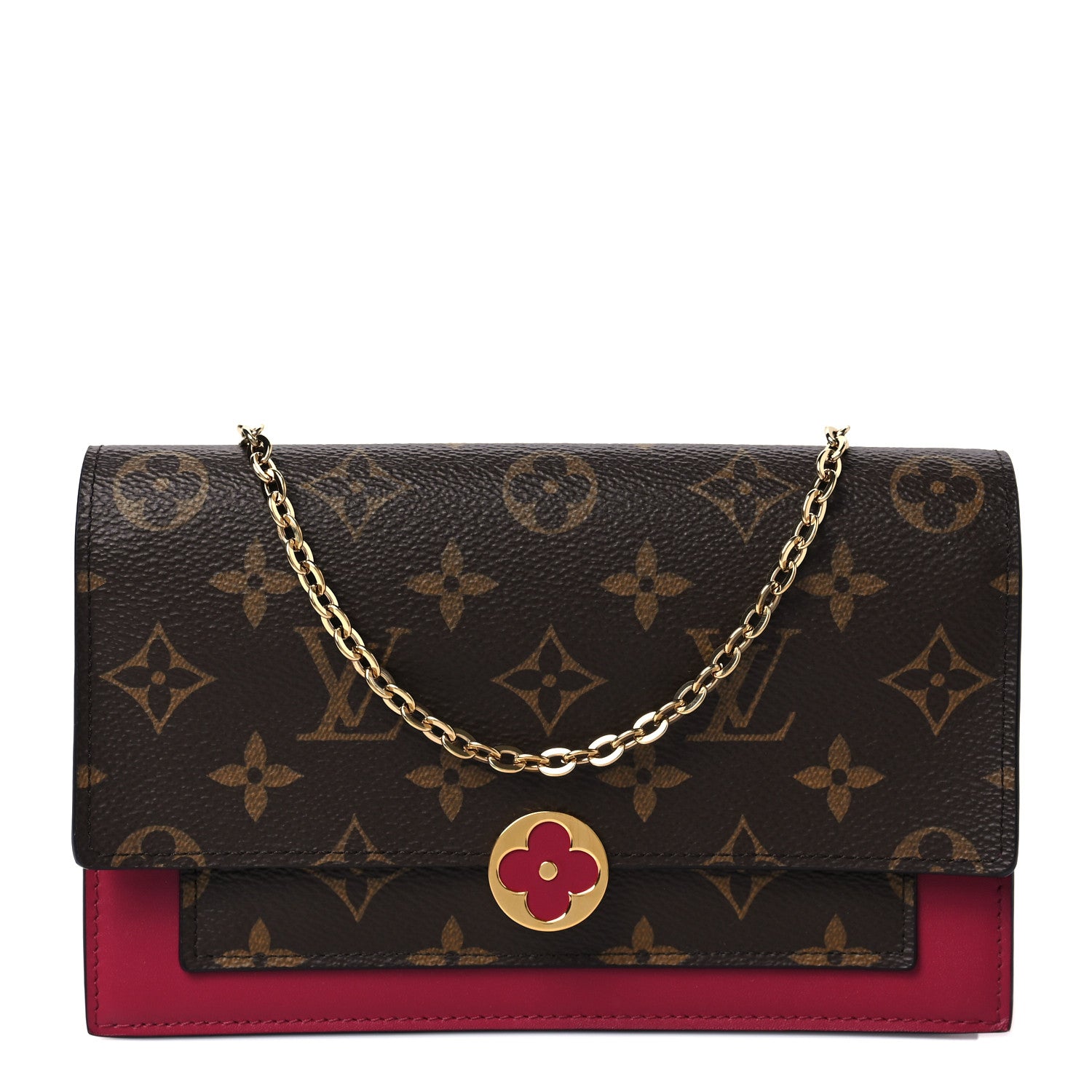 Louis Vuitton Monogram Flore Chain Wallet Fuchsia 1 of 15