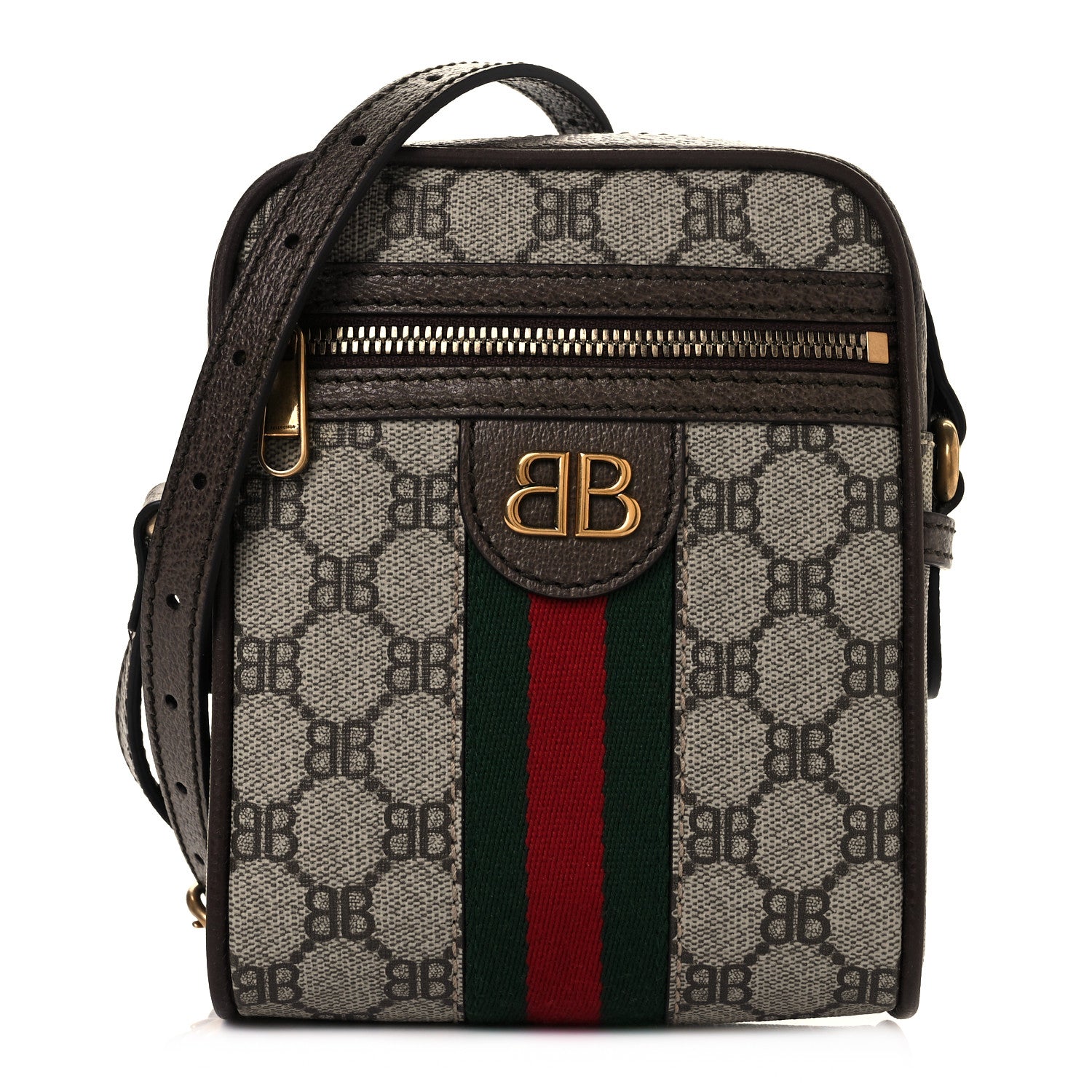 Gucci X BALENCIAGA BB Supreme Monogram Web Mini Ophidia Messenger Beige New Acero 1 of 9