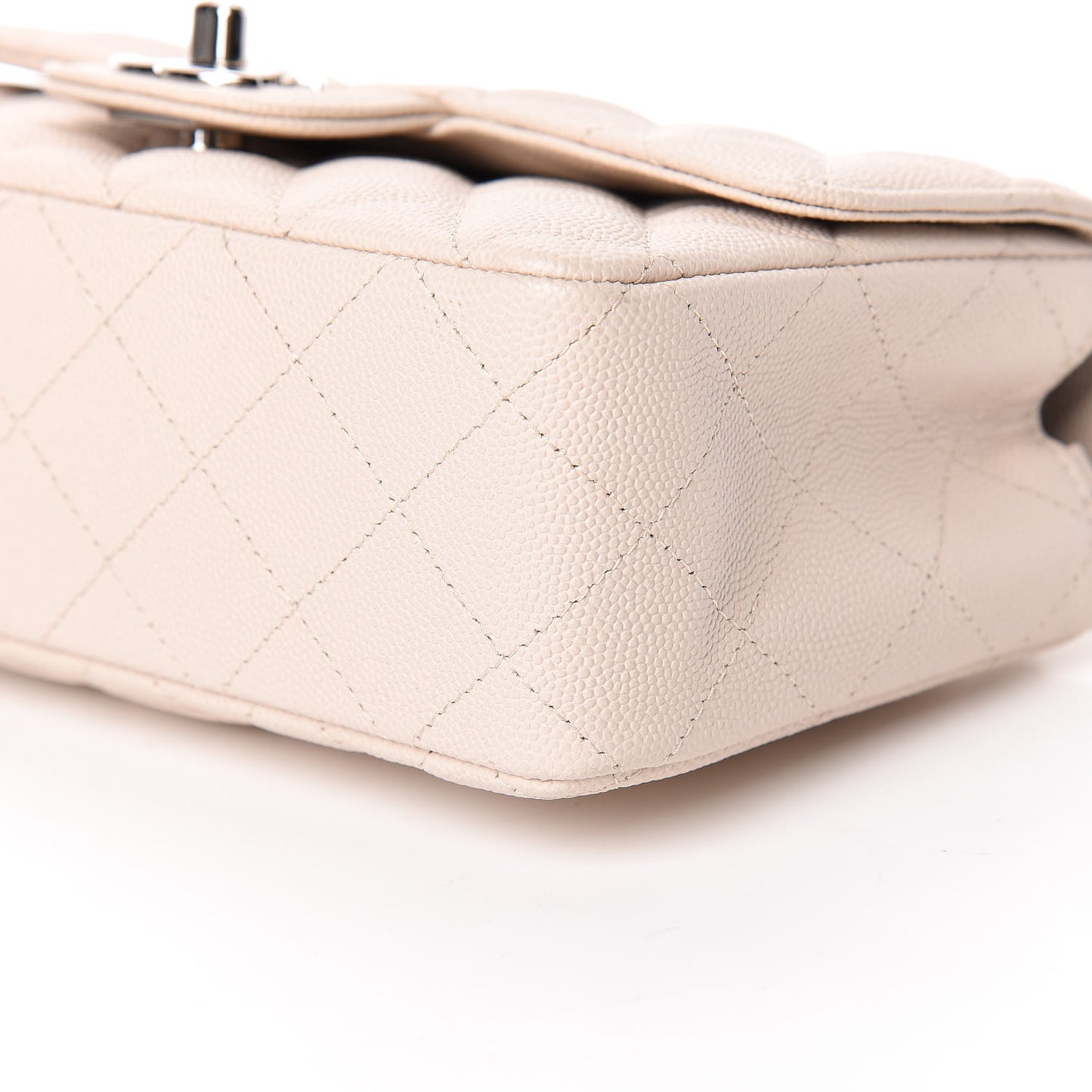 Caviar Quilted Mini Rectangular Flap Light Beige