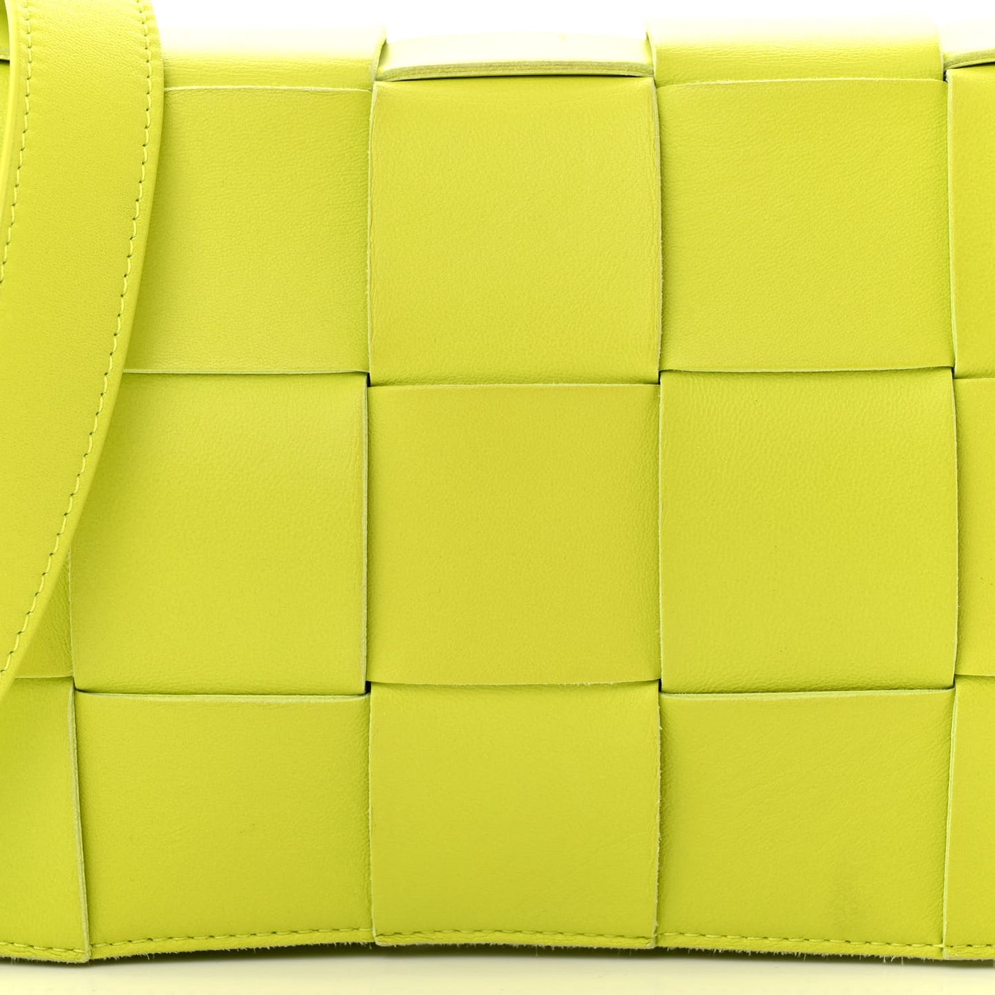 Lambskin Maxi Intrecciato Cassette Crossbody Bag Acid Kiwi