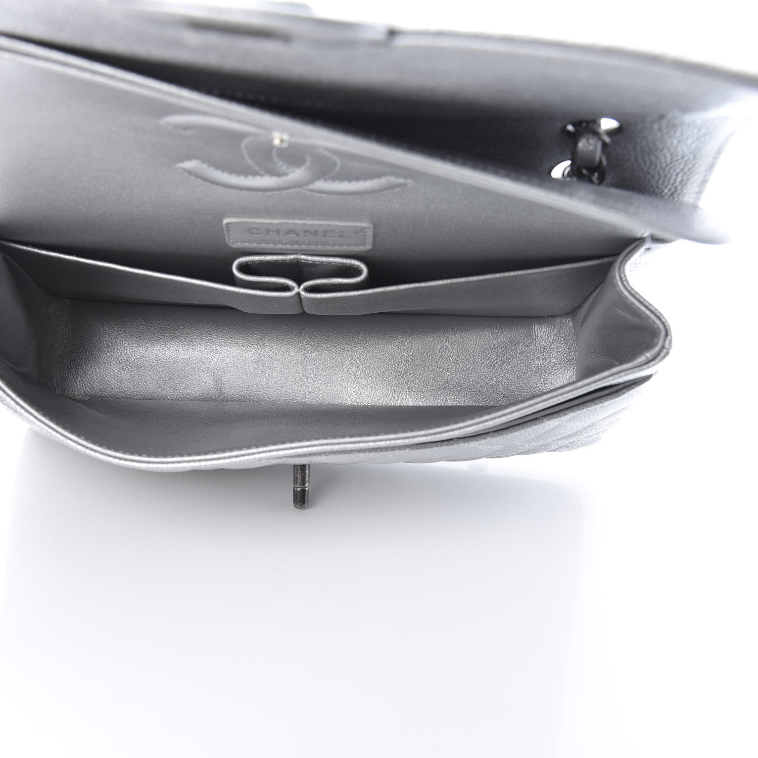 Chanel Metallic Caviar Quilted Medium Double Flap Silver 5 of 12