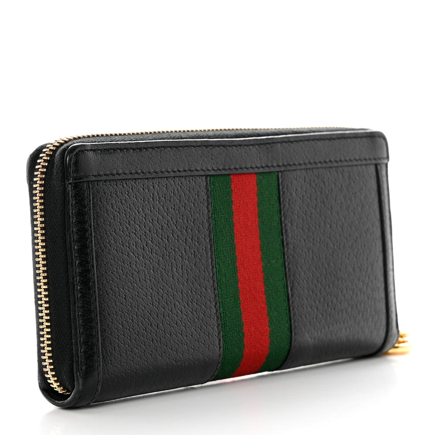 Calfskin Web Ophidia Zip Around Wallet Black