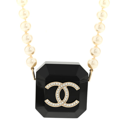 Chanel Resin Crystal Pearl Airpods Pro Holder Necklace Black Pearly White 4 of 7