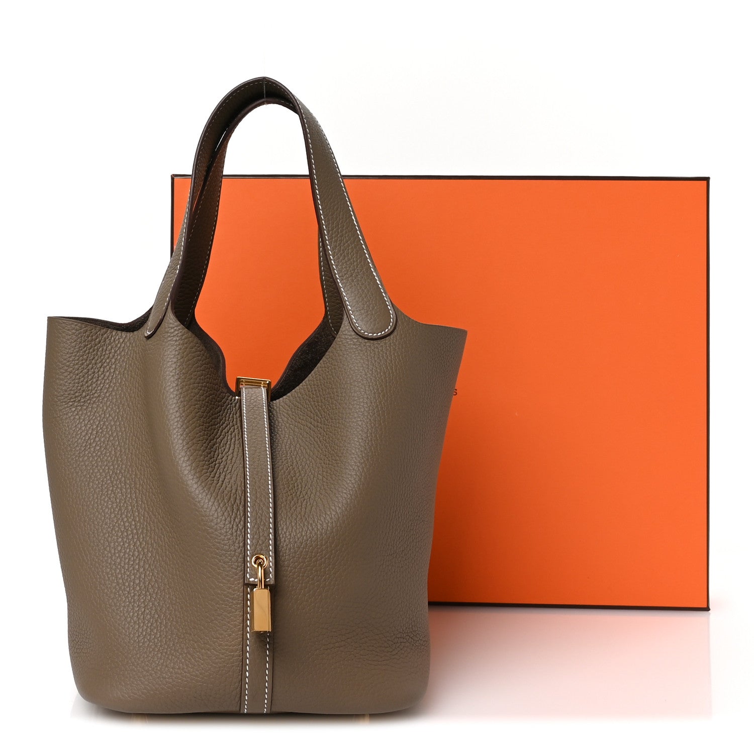 Hermes Taurillon Clemence Picotin Lock 22 MM Etoupe 13 of 13