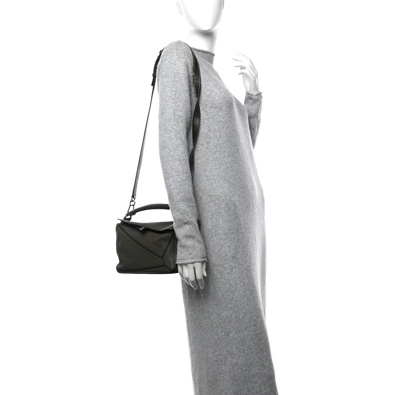 Loewe Calfskin Small Puzzle Bag Khaki Green 2 of 13