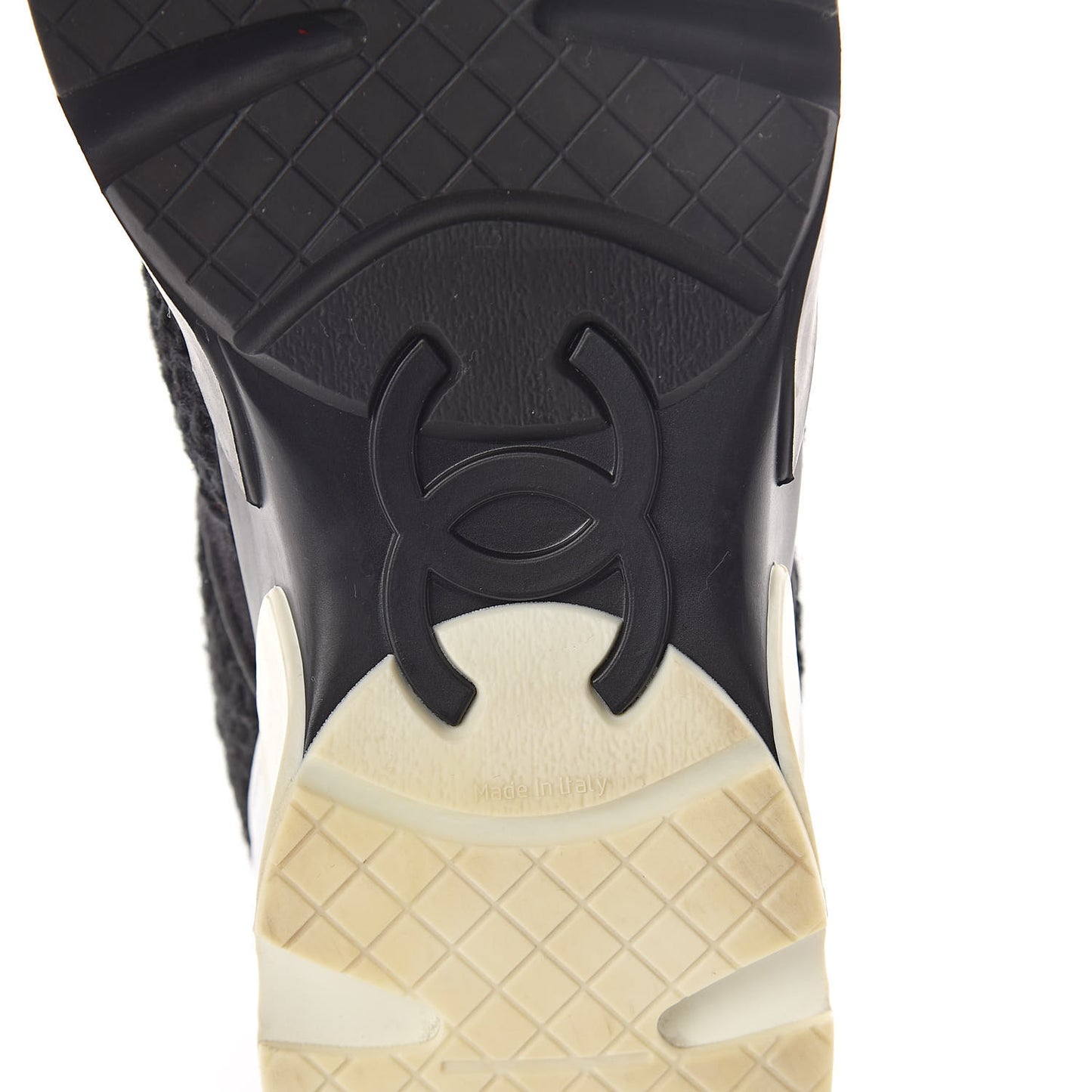 Tweed Calfskin Sneakers 39 Black White