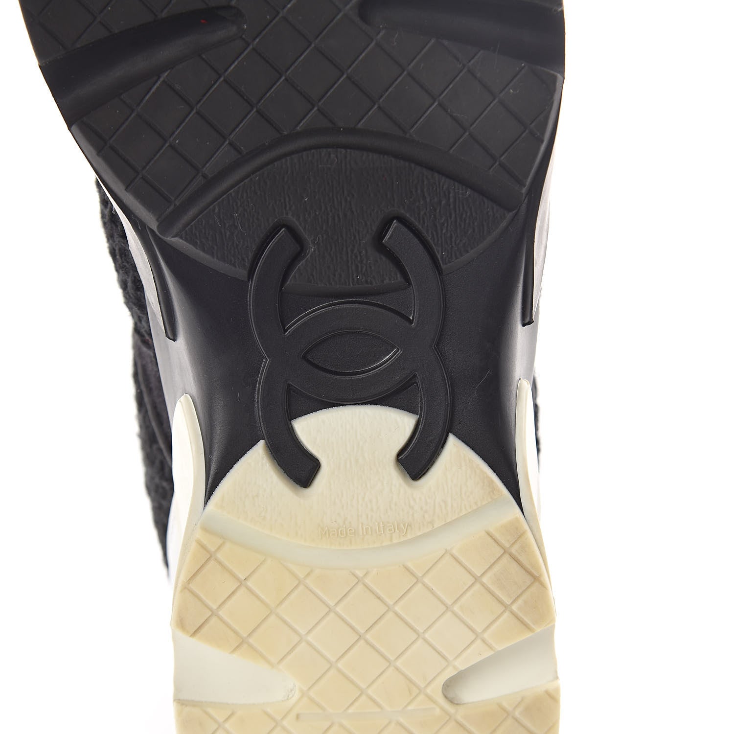 Chanel Tweed Calfskin Sneakers 39 Black White 6 of 8