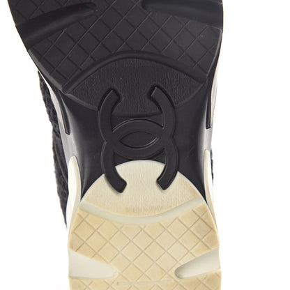 Chanel Tweed Calfskin Sneakers 39 Black White 6 of 8