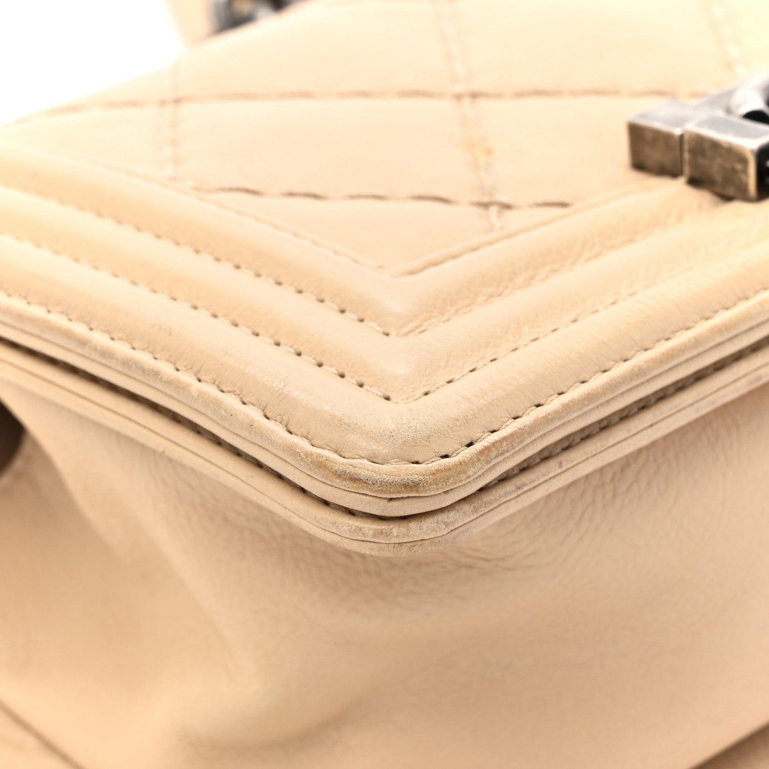 Chanel Calfskin Double Stitch Small Boy Flap Beige 13 of 20