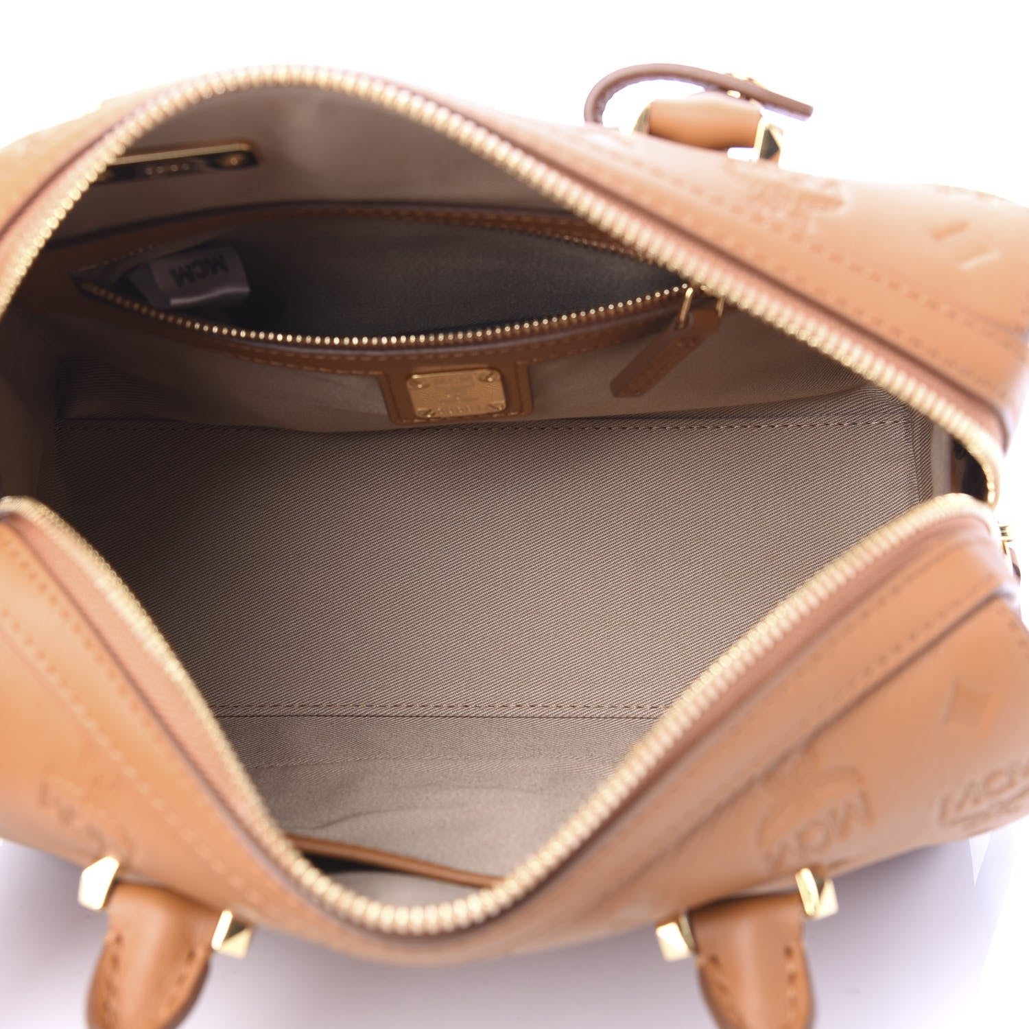MCM Calfskin Ottomar Monogram Essential Boston Bag Cognac 5 of 9