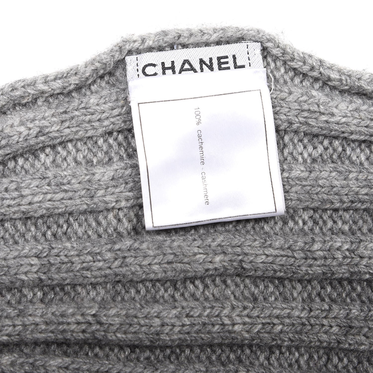 Chanel Cashmere Camellia Fringe Scarf Grey 3 of 8