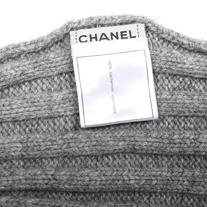Chanel Cashmere Camellia Fringe Scarf Grey 3 of 8