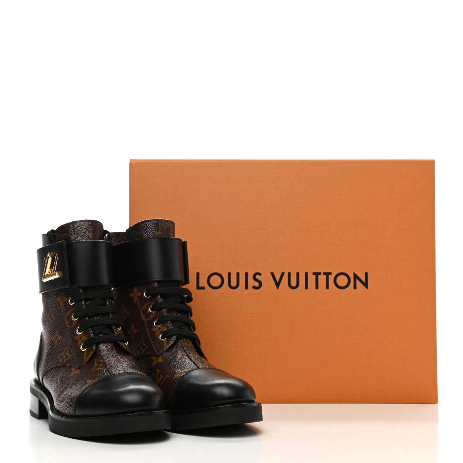 Louis Vuitton Calfskin Monogram Wonderland Flat Ranger Boots 39 Black 9 of 9