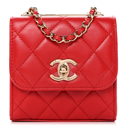 Chanel Lambskin Quilted Mini Trendy CC Clutch With Chain Red 1 of 11