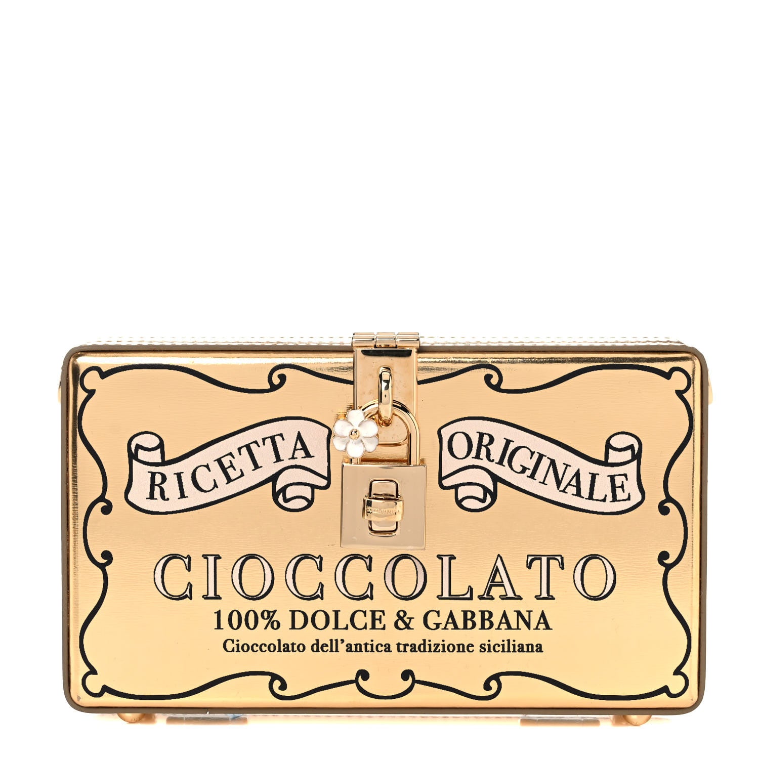 Dolce & Gabbana Metallic Calfskin Chocolate Bar Clutch Gold 1 of 16