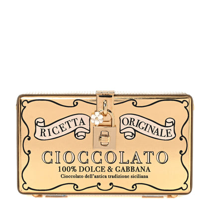 Dolce & Gabbana Metallic Calfskin Chocolate Bar Clutch Gold 1 of 16