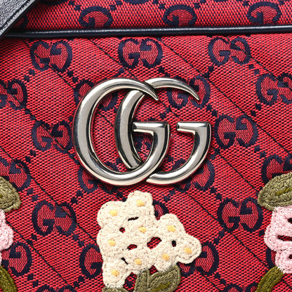 Gucci Monogram Multicolor Matelasse Diagonal Floral Embroidered Small GG Marmont Chain Shoulder Bag Red Blue Multicolor 9 of 11