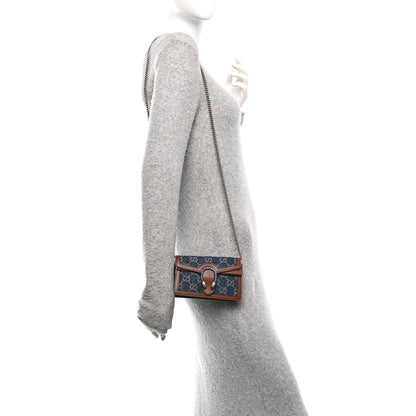 Gucci New Denim GG Monogram Dollar Calfskin Enamel Super Mini Dionysus Shoulder Bag Blue Tea Cuir Epilog Electric Blue 2 of 9