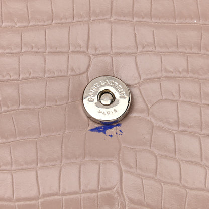 Saint Laurent Calfskin Crocodile Embossed Medium Classic Monogram Kate Tassel Satchel Powder Pink 12 of 13