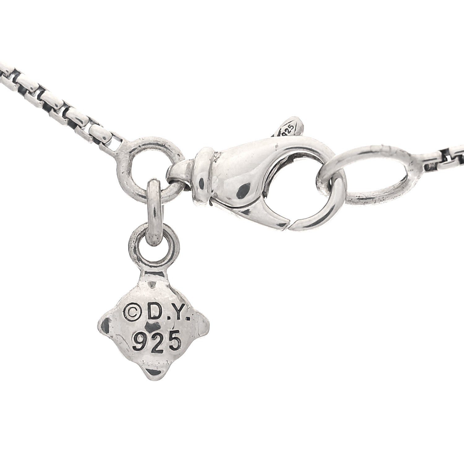 David Yurman Sterling Silver Diamond Prasiolite 7mm Chatelaine Pendant Necklace 6 of 7