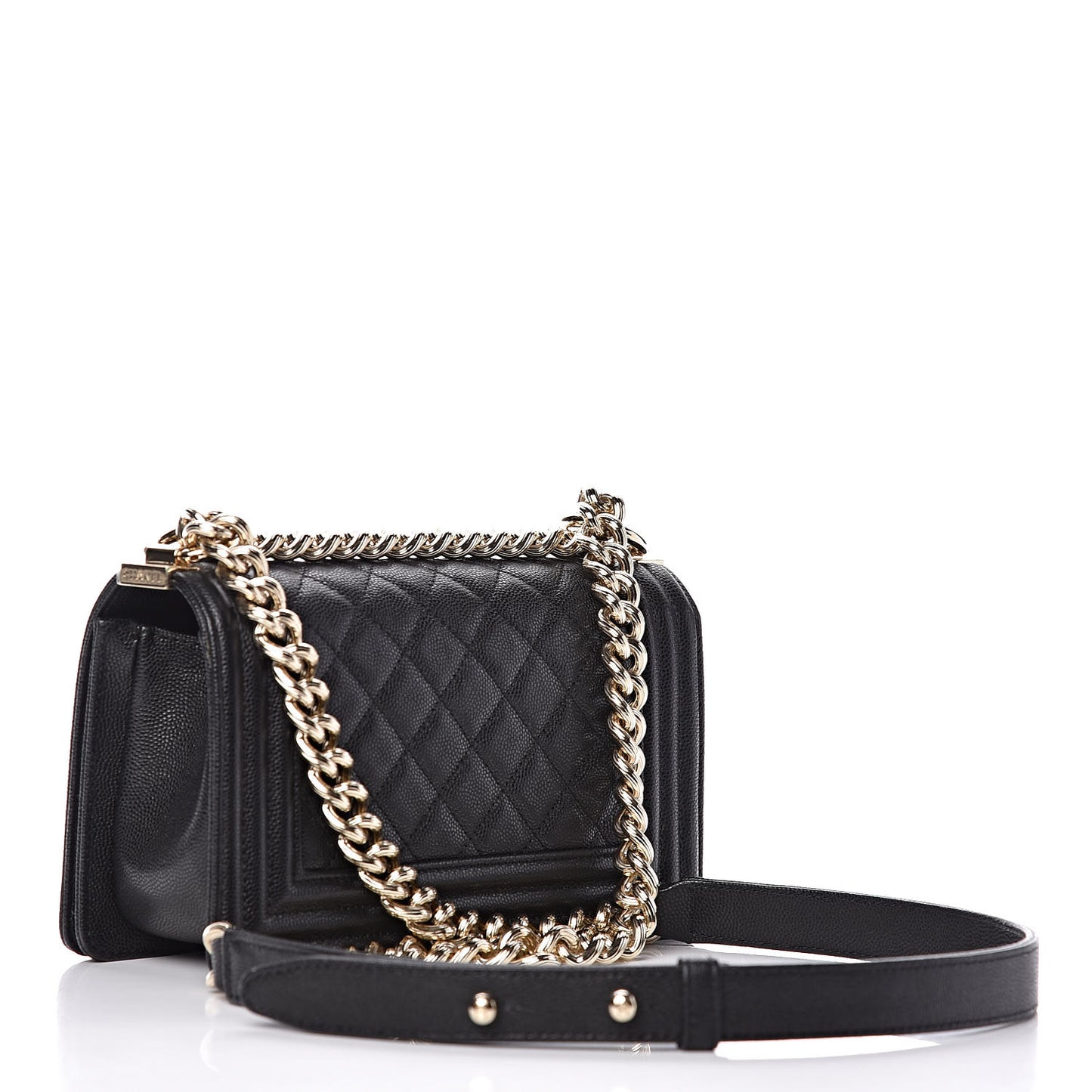 Caviar Quilted Small Boy Flap Black