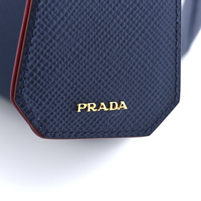 Prada Saffiano Cuir Medium Double Bag Bleuette Rosso 8 of 12