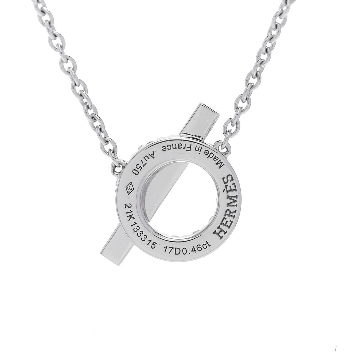 Hermes 18K White Gold Diamond Finesse Pendant Necklace 5 of 6