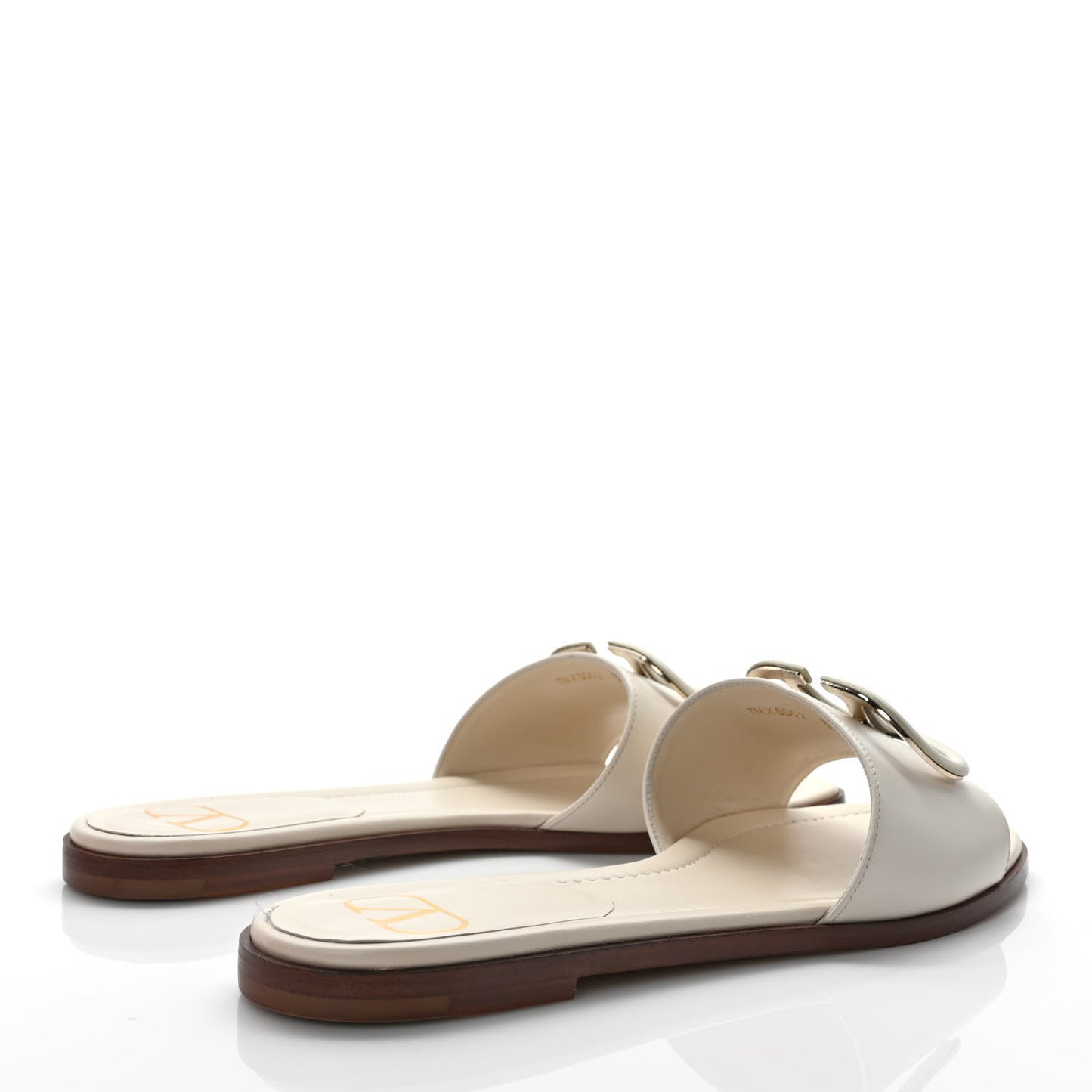 Calfskin Vlogo Flat Slide Sandals 37 Light Ivory