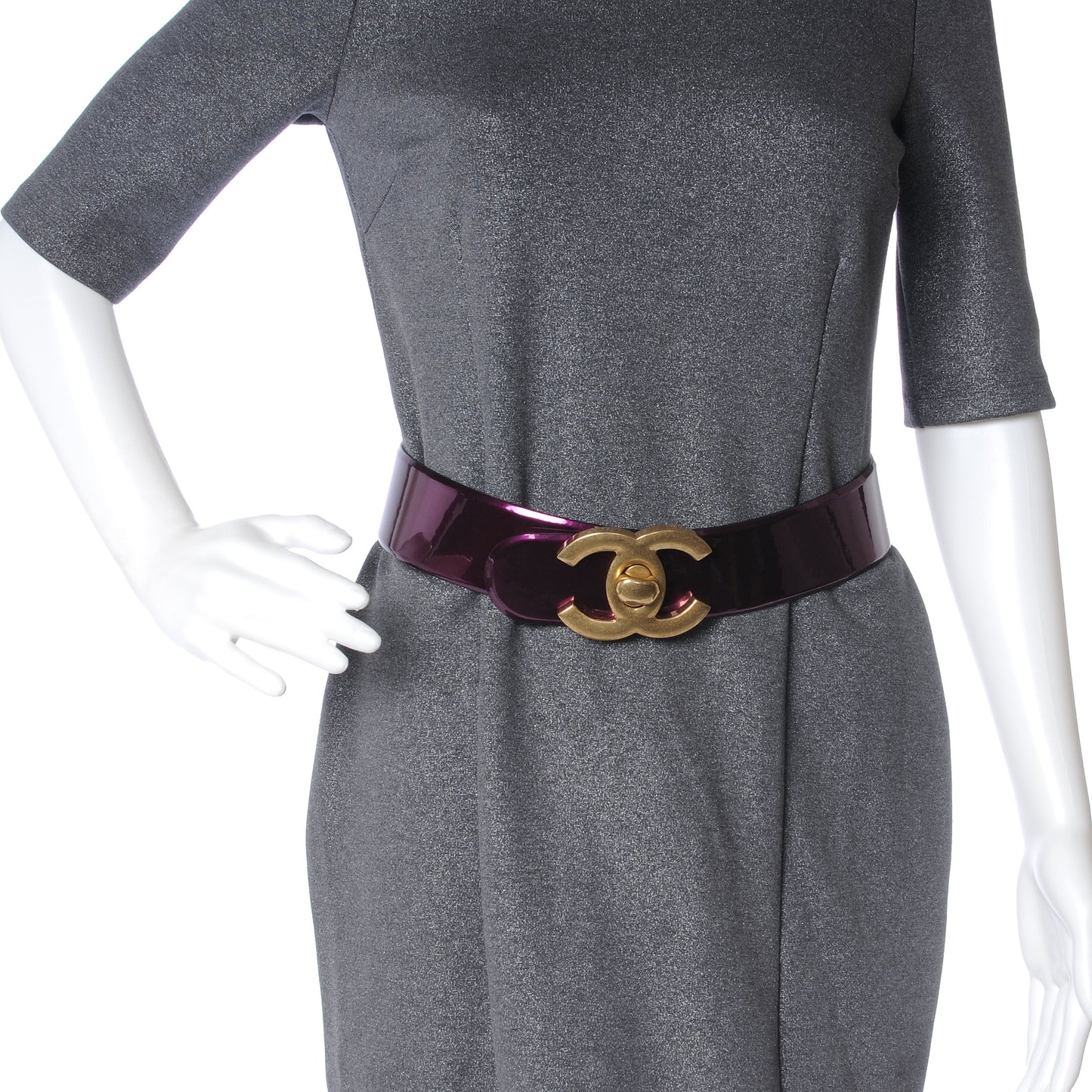 Patent Leather CC Logo Belt 75 30 Purple