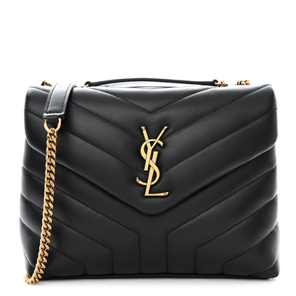 Saint Laurent Calfskin Y Quilted Monogram Small Loulou Chain Satchel Black 1 of 11