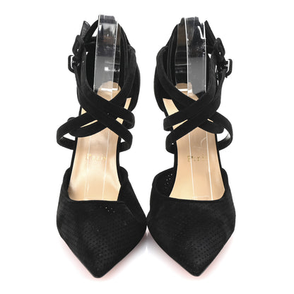 Christian Louboutin Veau Velours Perforated Victorilla 100 Pumps 39 Black 3 of 8