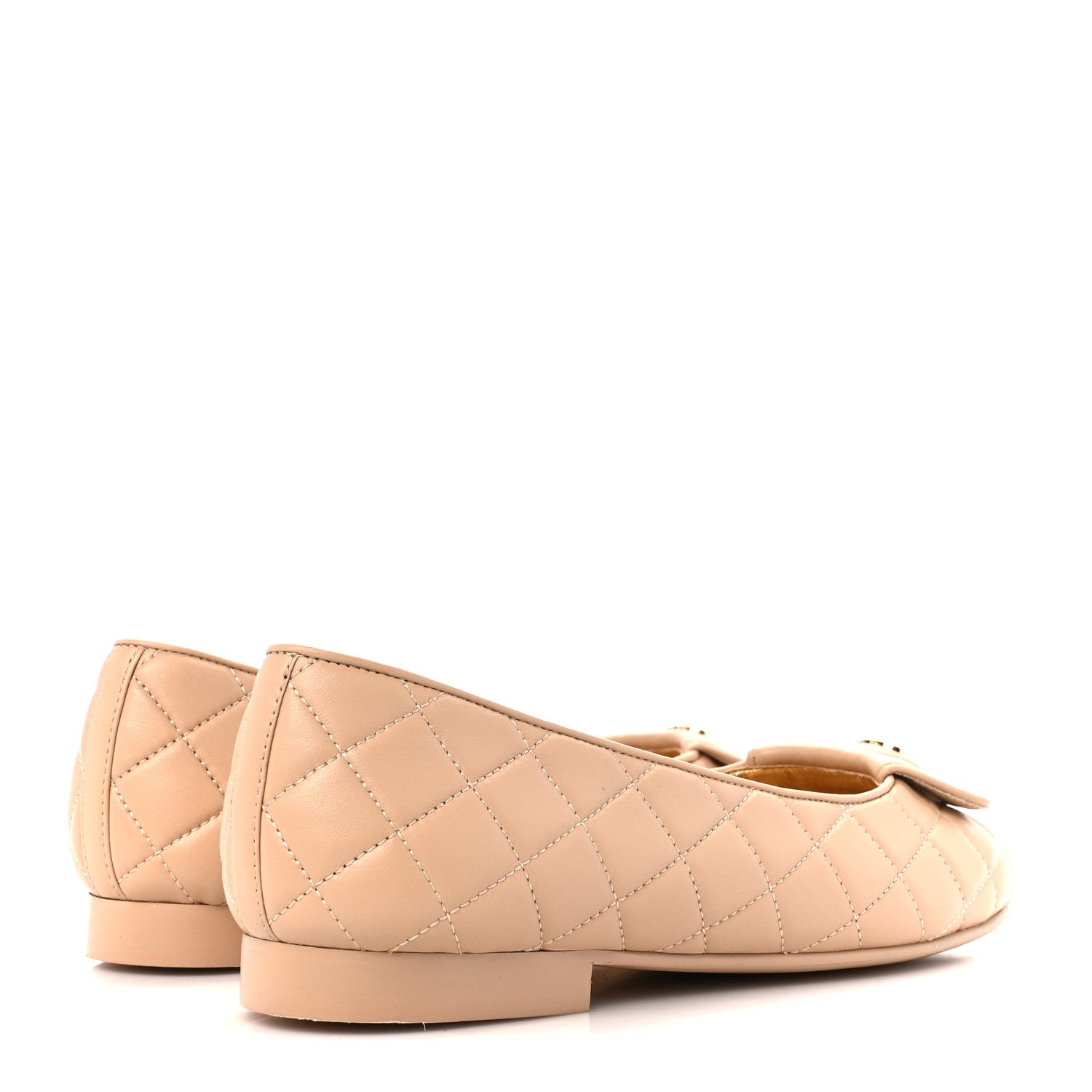 Chanel Lambskin Quilted CC Ballerina Flats 37 Light Beige 4 of 8
