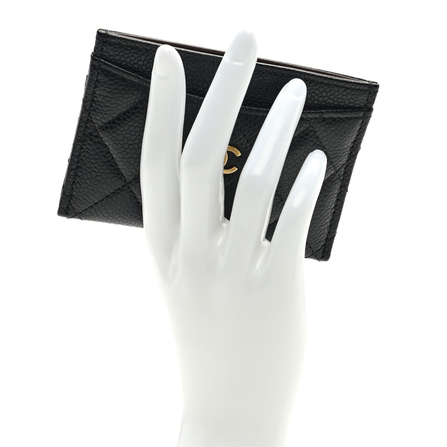 Caviar Quilted Card Holder Black