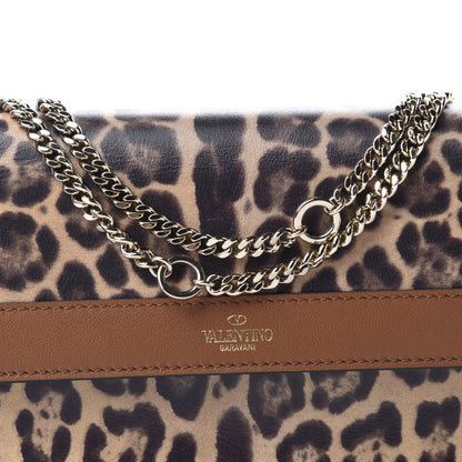 Valentino Garavani Calfskin Leopard Print City Safari Wallet On Chain Brown 9 of 9