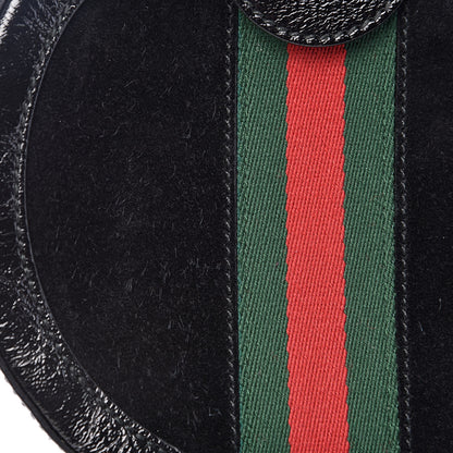 Gucci Suede Patent Web Mini Ophidia Round Shoulder Bag Black 11 of 12
