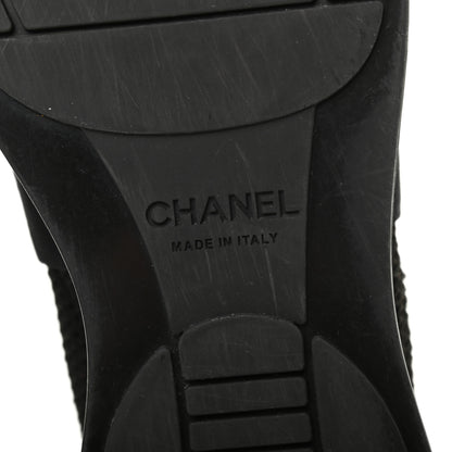 Chanel Knit Patent Calfskin Womens High Top Camellia Sneakers 36.5 Black 6 of 8