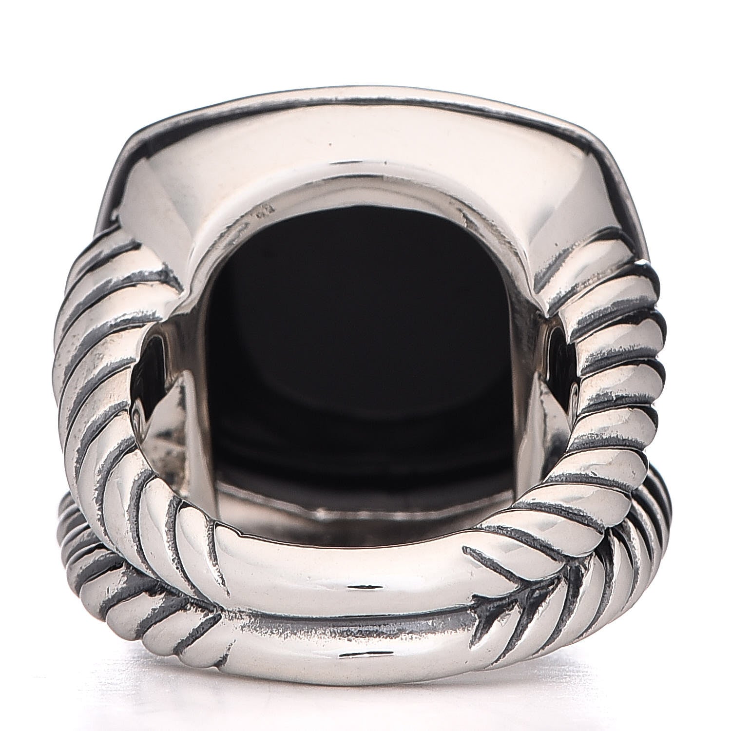 David Yurman Sterling Silver Black Onyx 16mm Albion Ring 52 6 4 of 5