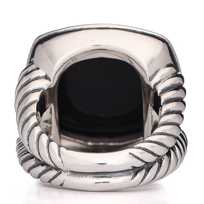 David Yurman Sterling Silver Black Onyx 16mm Albion Ring 52 6 4 of 5